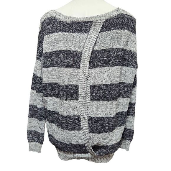 Torrid open back striped knit sweater black gray soft cotton 2x 18 - Picture 3 of 8